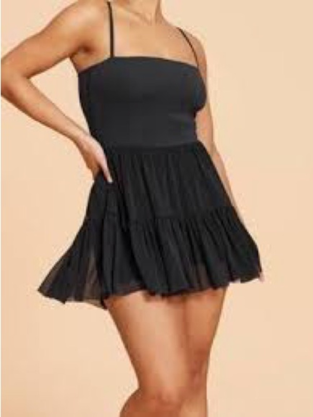 Blogilates Target Black Spaghetti Strap Mini Dress size Large